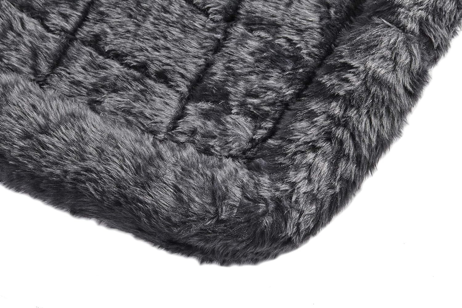 Dog Bed – Gray Faux Fur Bolster, Ultra-Soft and Machine Washable, Fits 24-Inch Crates and Carriers, for Small Dogs and Cats