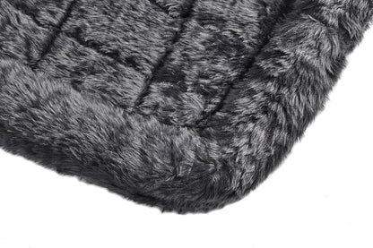 Dog Bed – Gray Faux Fur Bolster, Ultra-Soft and Machine Washable, Fits 24-Inch Crates and Carriers, for Small Dogs and Cats