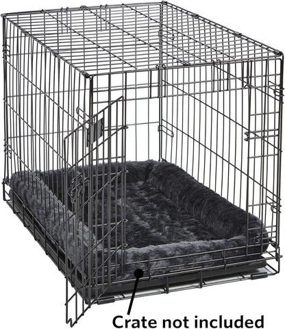 Dog Bed – Gray Faux Fur Bolster, Ultra-Soft and Machine Washable, Fits 24-Inch Crates and Carriers, for Small Dogs and Cats
