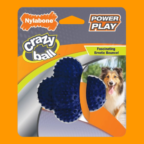 Power Play Crazy Ball for Large & Giant Dogs, Durable Chew Toy, Up to 50 lbs, Gray (1 Count)