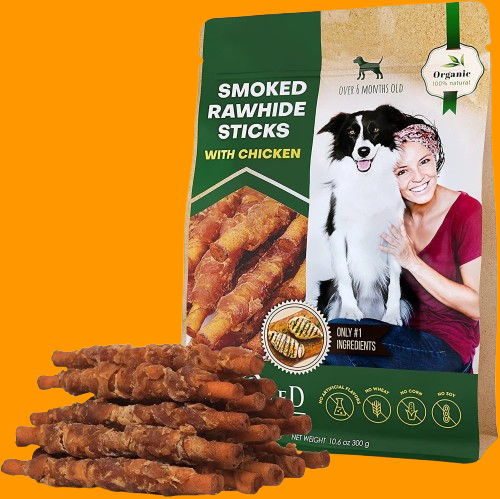 Grain-Free Chicken Wrapped Rawhide Sticks – Natural Dog Chews & Training Treats, Bulk Pack