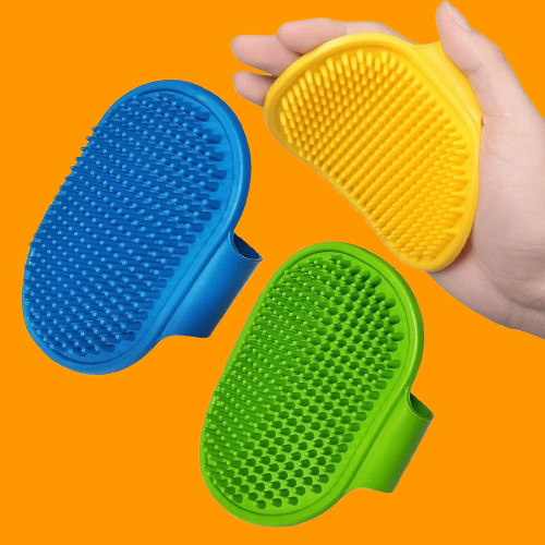 3-Pack Pet Bath Brush for Dogs & Cats, Adjustable Soft Grooming Brush, Blue/Green/Yellow