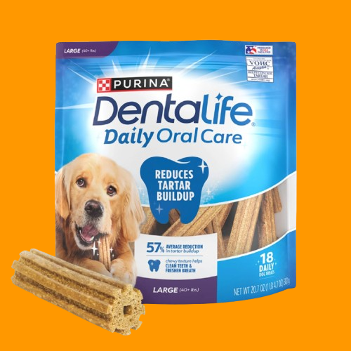 Purina Daily Oral Care Dental Treats for Large Dogs with Chicken Flavor – 20.7 oz Pouch (18 Treats)