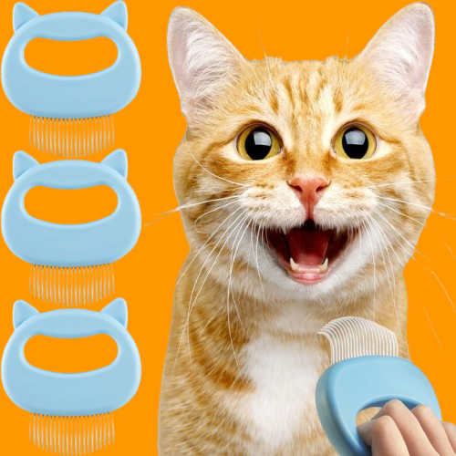 3-Piece Cat Comb Set for Hair Removal, Massage & Grooming, Blue
